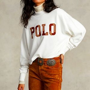NWT Polo Ralph Lauren Logo Oversize Mockneck Cotton Sweatshirt MEDIUM